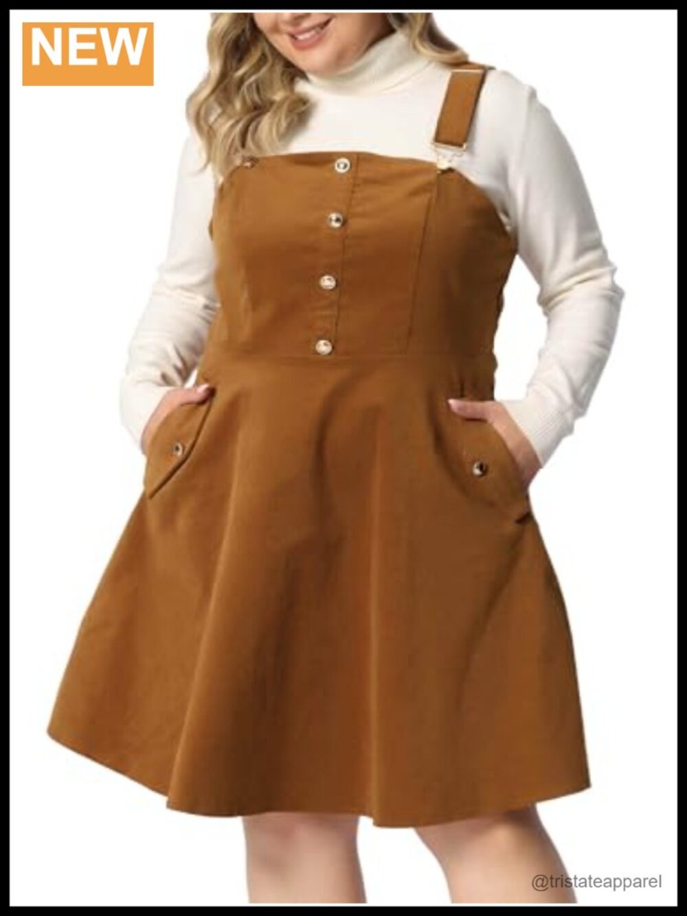Plus Size Corduroy Overall Dress Adjustable Strap Pinafore Short